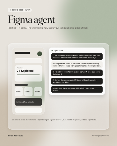 Figma agent experiment working on the Pantri file.